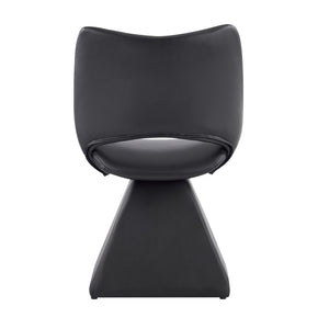 English Elm The Swivel Dining Chair with Hollow Cutout Back Faux Leather Hardwood Frame Modern Black W3612P436510