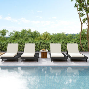 English Elm Lounge Chaise Outdoor Acacia Wood Slatted Frame with Water Resistant Cushion Resort Style N770P442B429CUSH