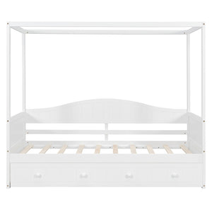 English Elm Twin Canopy Daybed with Pull Out Trundle Pinewood Frame for Kids or Guest Rooms N708P373423K