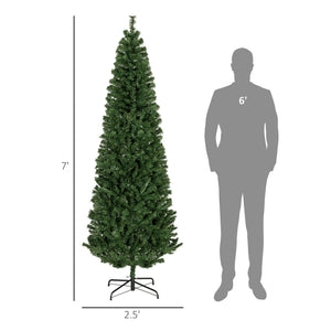 English Elm Homcom 7Ft Slim Douglas Fir Christmas Tree - Realistic Unlit Design For Compact Spaces & Easy Setup W2225P249651