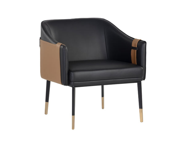 Sunpan CARTER Lounge Chair - Two-Tone Napa Faux Leather with Barrel Back Design, Ideal for Home & Office 106723