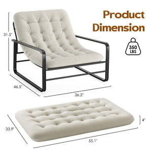 English Elm Accent Chair Sherpa Boucle Upholstered Seat for Reading Nook or Living Room Decor Beige T3623P411772