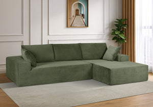 English Elm Cozyform Convertible Sectional Sofa - Soft Corduroy, No Assembly, Versatile Comfy Couch In Dark Green B2735P359710