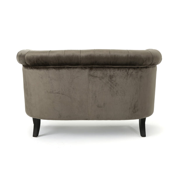 English Elm Christopher Knight Home® - LOVESEAT Chesterfield Velvet Loveseat with Deep Button Tufting, Scrolled Arms & Nailhead Trim for Elegant Comfort Grey 61203.00NVLT