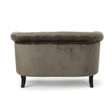 Christopher Knight Home® - Noble House - Milani Tufted Chesterfield Velvet Loveseat With Scrolled Arms