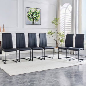 English Elm 4-pack Pu High-back Dining Chairs with Powder-coated Metal Legs for Modern Kitchens Black W3875P372885