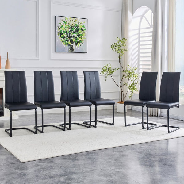 English Elm 4-pack Pu High-back Dining Chairs with Powder-coated Metal Legs for Modern Kitchens Black W3875P372885