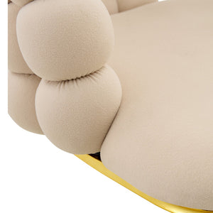 English Elm Set of Velvet Bubble Ball Chain Accent Chair with Sculptural Backrest for Living Room Beige,Gold W3875P370849