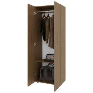 English Elm Armoire 66.9" H - Stylish Natural Oak & White Storage Solution With 2 Doors & Adjustable Shelves B097P395869