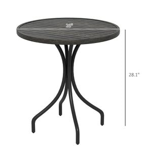 English Elm Outsunny 26" Round Outdoor Side Table With Durable Steel Frame & Slatted Top For Garden Or Patio Use W2225P174473-GIGA