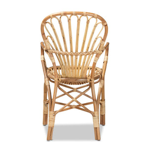 English Elm Modern Handwoven Rattan Dining Chair with Open Loop Back for Organic Spaces B2750P470030