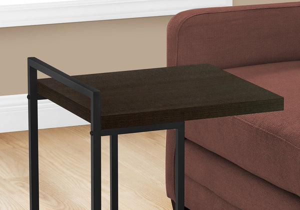 English Elm Accent Table, C-Shaped Side Table For Living Rooms & Bedrooms, Espresso Laminate With Black Metal Base B2710P219374