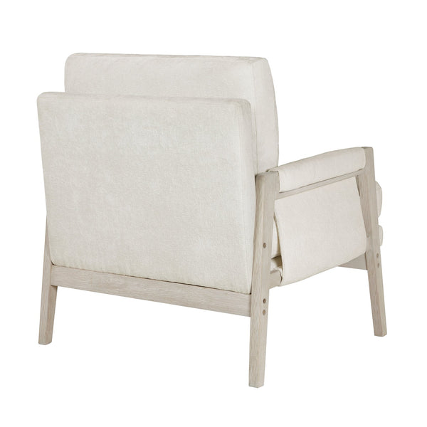 English Elm Modern Accent Chair with Chenille Upholstery, Solid Wood Frame, Plush Seat & Back for Living Room Comfort Cream Color 30.25 L x 29.5 W x 17.5 H B011P281853