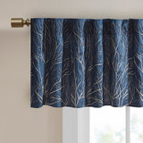 Madison Park Andora Transitional Faux Silk Embroidered Window Valance MP41-4572 Navy