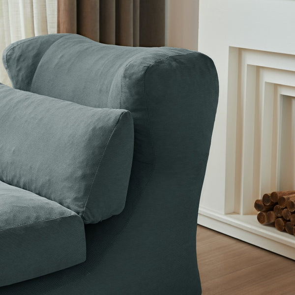 English Elm Cloud Corduroy Sleeper Chair Foldable High Density Foam Seat for Small Space Living Grey W1765P448641