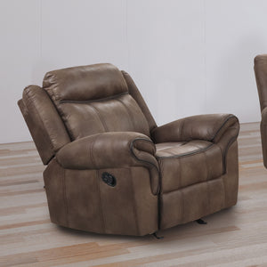 English Elm Transitional Multi-Function Glider Recliner with Channel Back, Cup Holders, Hidden Storage, Upholstered Comfort Brown 41 L x 31 W x 26 H B2741P385169