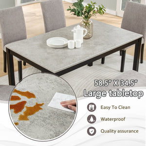 English Elm 6 Piece Rubberwood Dining Set with Bench and Linen Chairs for Transitional Kitchen W1998S00091