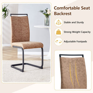 English Elm Table Walnut Grain Dining Set With 8 Stylish Brown Technology Fabric Chairs And Storage Shelf W1151S04281-GIGA