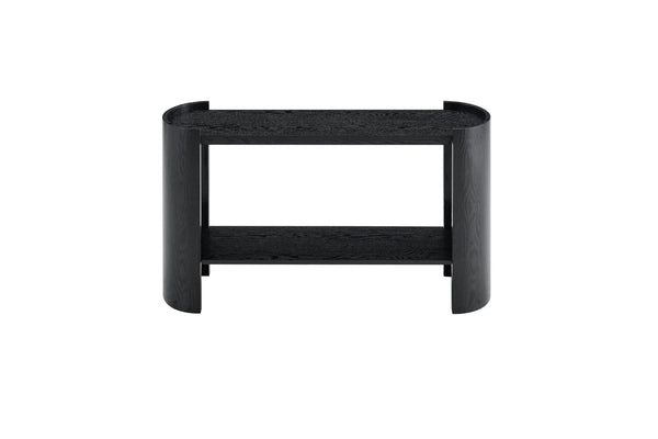 English Elm Double-layer Matte Black Console Table Curved Shelf Minimalist Entryway Sofa Side W3875P388012
