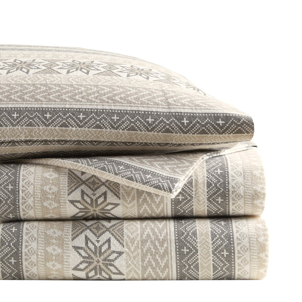 JLA Home True North by Sleep Philosophy - Printed Cotton Flannel Sheet Set — Ultra-Soft Brushed Warmth, OEKO-TEX, Durable, Machine Washable, Cozy Prints (Queen) TN20-0520