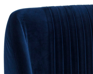 Sunpan Nevin Barstool - Modern Elegance with Comfort and Antique Brass Legs for Stylish Dining Spaces Sapphire Blue