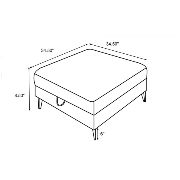 English Elm Harrison Grey and Black Upholstered Storage Ottoman with Hidden Compartment, Metal Legs, Modern Edge B062P333446