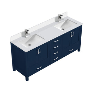 English Elm Navy Solid Wood Double Bathroom Vanity with Cultured Marble Top and Soft Close Storage B2731P259142