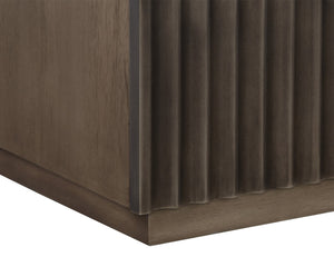 Sunpan Carlin Nightstand - Bold Mango Wood Design with Sculpted Drawers and Modern Aluminum Handles Taupe