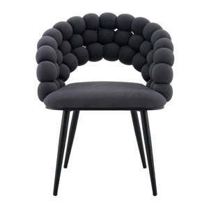 English Elm Set of 2 Sculptural Bubble Backrest Velvet Dining Chairs with Matte Black Legs W3875P370928