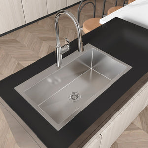 English Elm Stainless Steel Overmount Kitchen Sink Single Bowl Nano Brushed Modern Drop In T3177P286034