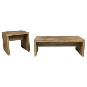 English Elm Brianna Mango 2-Piece Rectangular Coffee and Square End Table Set – Mango Wood Grain Finish, Modern Cohesive Design B062S01358