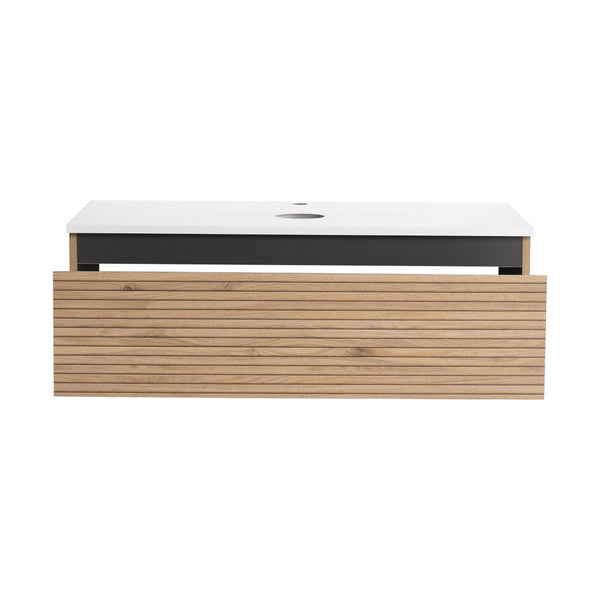 English Elm 36'' Floating Wall Mounted Bathroom Vanity Plywood Build with Soft Close Drawer W999P285411