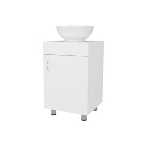 English Elm White Compact Bathroom Vanity With Integrated Vessel Sink – Stylish Storage For Small Spaces B062P303928-GIGA