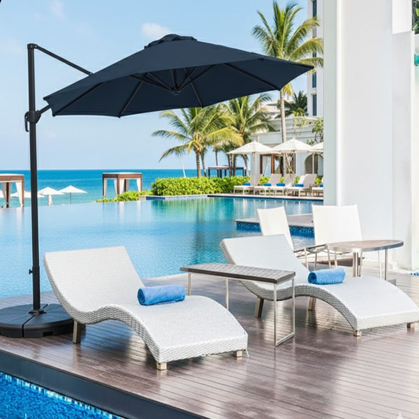 English Elm 11 Ft Cantilever Patio Umbrella Upf 50 Plus Aluminum Pole with Foot Pedal Rotation B082P454951