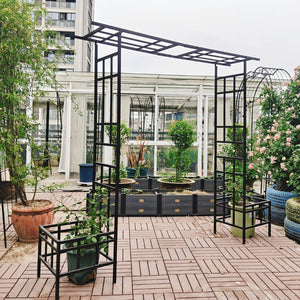 English Elm Metal Garden Arch Powder Coated Adjustable Width Climbing Plant Support Outdoor W1586P268890