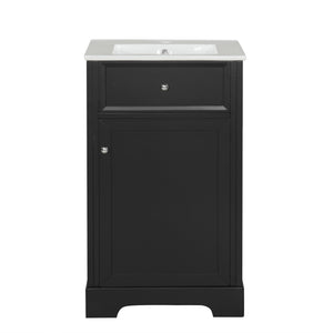 English Elm 20" Modern Bathroom Vanity With Soft-Close Door, Adjustable Shelf, Ceramic Sink, Compact Storage Solution N725P351848B