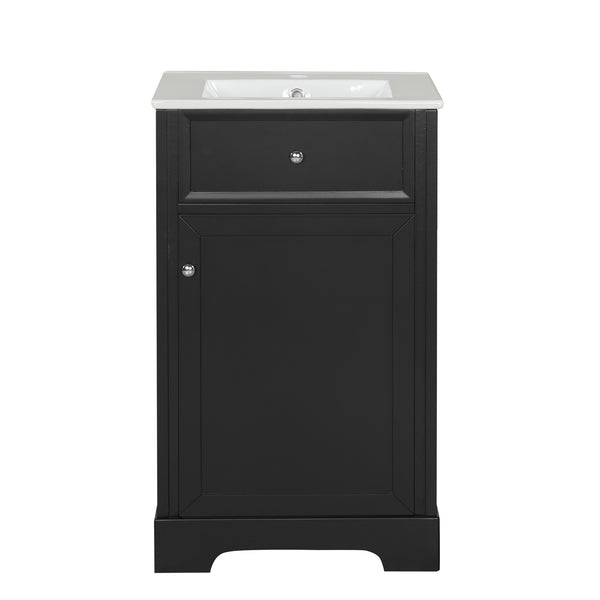 English Elm 20" Modern Bathroom Vanity With Soft-Close Door, Adjustable Shelf, Ceramic Sink, Compact Storage Solution N725P351848B
