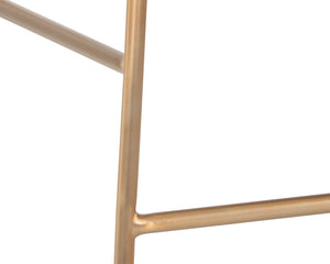 Sunpan Lorelei Counter Stool - Chic Channel Tufted Faux Leather Seat with Elegant Gold Stainless Steel Frame Dillon Cream