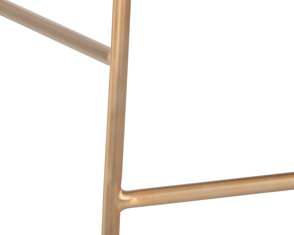 Sunpan Lorelei Counter Stool - Chic Channel Tufted Faux Leather Seat with Elegant Gold Stainless Steel Frame Dillon Cream