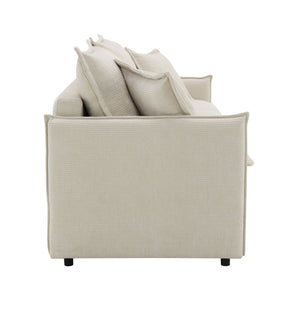 English Elm Elisea Beige Fabric Sleeper Sectional Sofa with Storage, Pocket Coil Seats, Removable Covers, Full B2726S00129