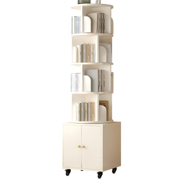English Elm Rotating 360-Degree 5-Tier Corner Bookshelf With Drawer - Space-Saving Storage For Small Rooms W2641P329223-GIGA