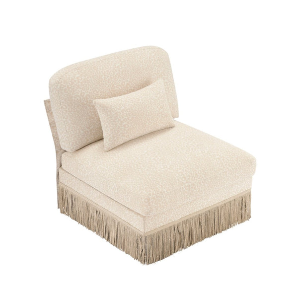 English Elm Armless Modular Sofa Leopard Chenille Upholstered Glam Living Room Accent Piece Beige Brown W5656P454360