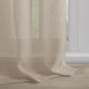 JLA Home Madison Park - Floral Semi-Sheer Tab Top Curtain Panel with Removable Rosette Pins, Airy Faux-Weave Texture Linen MP40-6829