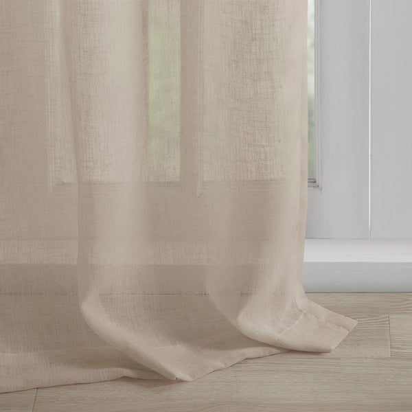 JLA Home Madison Park - Floral Semi-Sheer Tab Top Curtain Panel with Removable Rosette Pins, Light-Filtering Texture for Rooms Linen MP40-6831