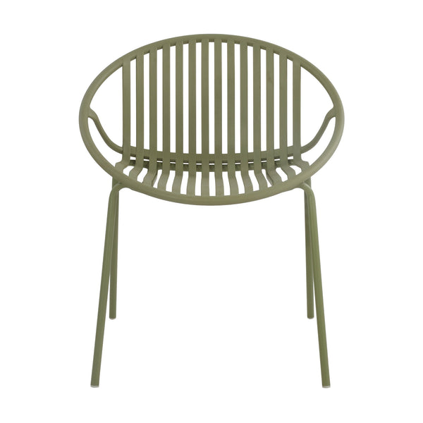 English Elm Christopher Knight Home® - Patio Ergonomic Stackable Dining Chairs with Breathable Cutout Backs, Metal Legs, 300lb Capacity Green N768P192555G