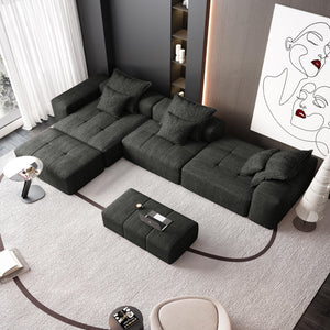 English Elm Modern Oversized Modular Sectional Sofa – Soft Chenille Fabric, 6 Pillows, Custom Layouts, No Assembly W1885S00078