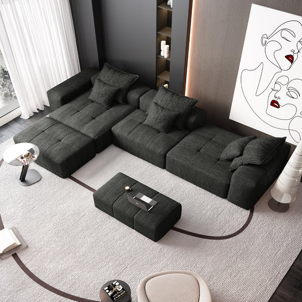 English Elm Modern Oversized Modular Sectional Sofa – Soft Chenille Fabric, 6 Pillows, Custom Layouts, No Assembly W1885S00078