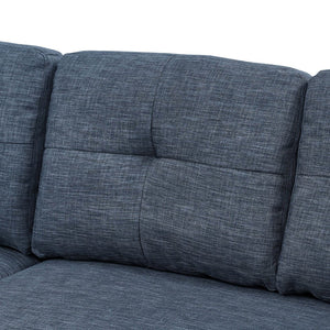 English Elm 76.5" Chenille Tufted Sectional Sleeper Sofa with Reversible Chaise and Hidden Storage Dark Blue B2748S00003