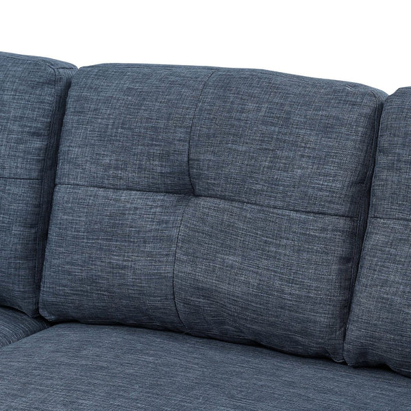 English Elm 76.5" Chenille Tufted Sectional Sleeper Sofa with Reversible Chaise and Hidden Storage Dark Blue B2748S00003