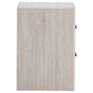 English Elm Brantford Barrel 2-Drawer Nightstand with Rustic Barrel Finish, Matte Bronze Handles, Ample Storage White B062P344907